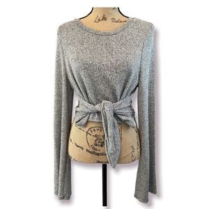 URBAN OUTFITTERS Tie Waist Top Marled Long Sleeve Stretch Pullover Large